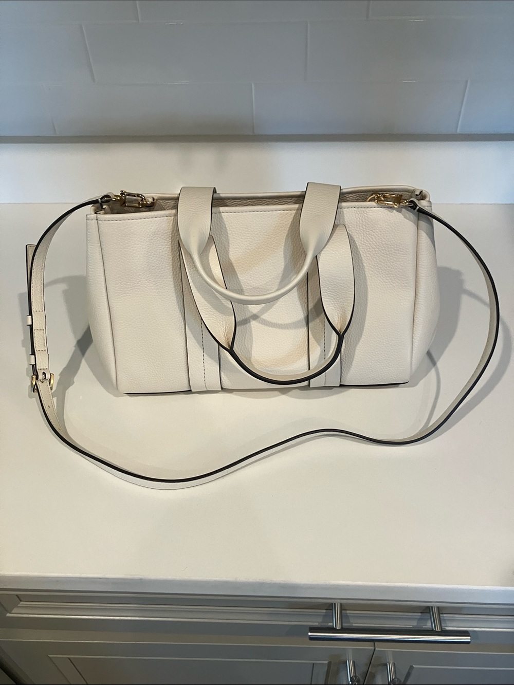 MICHAEL MICHAEL KORS Romee Small Pebbled Leather Satchel Retails $298 - Picture 5 of 11